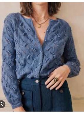 EUC Sezane Marthe Cardigan in chambray size M. Hard to find color!